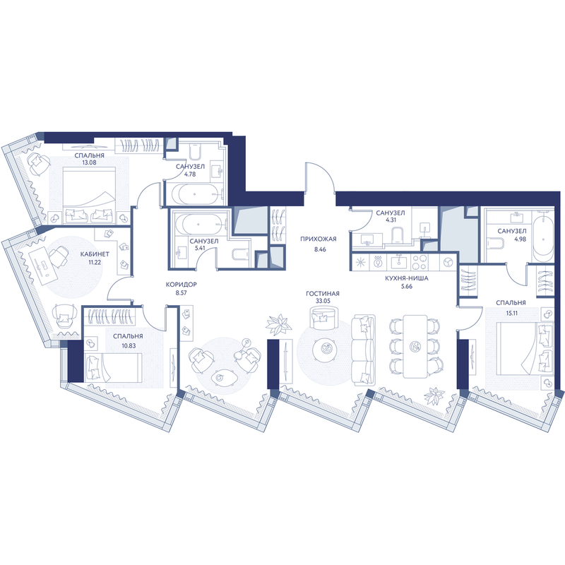 4 ккв 125,6 м²