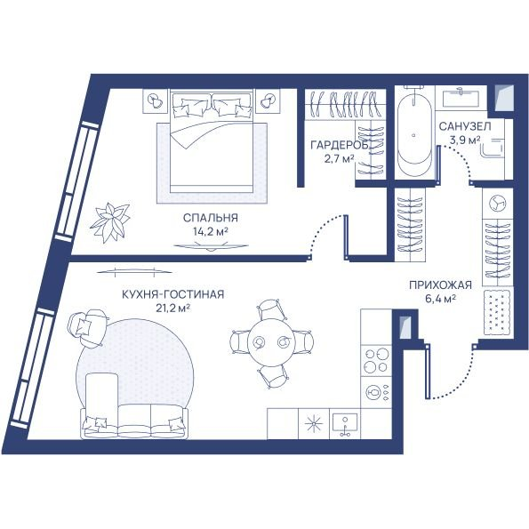 2 ккв (Евро) 48,4 м²
