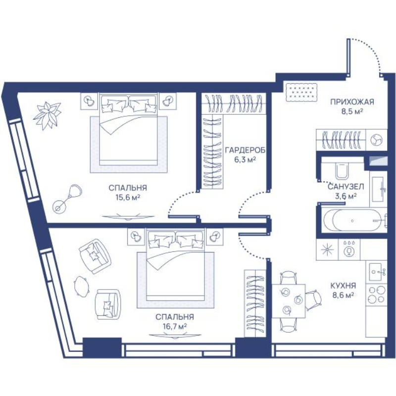 2 ккв 59,3 м²