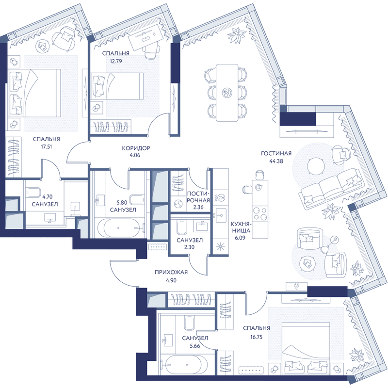 4 ккв 127,4 м²