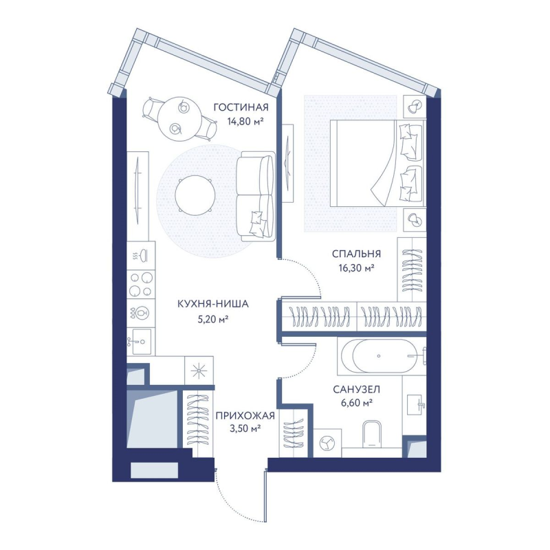 2 ккв (Евро) 46,4 м²