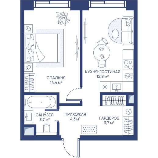 1 ккв 38,9 м²