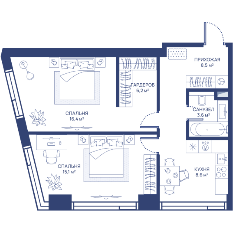 2 ккв 58,4 м²