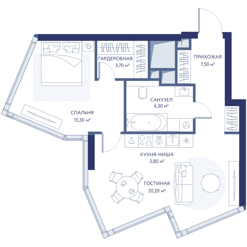 2 ккв (Евро) 56,8 м²