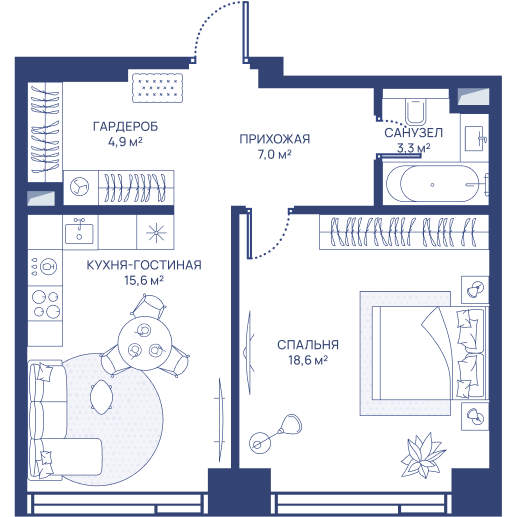 2 ккв (Евро) 49,4 м²
