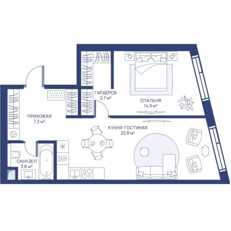 2 ккв (Евро) 51,5 м²