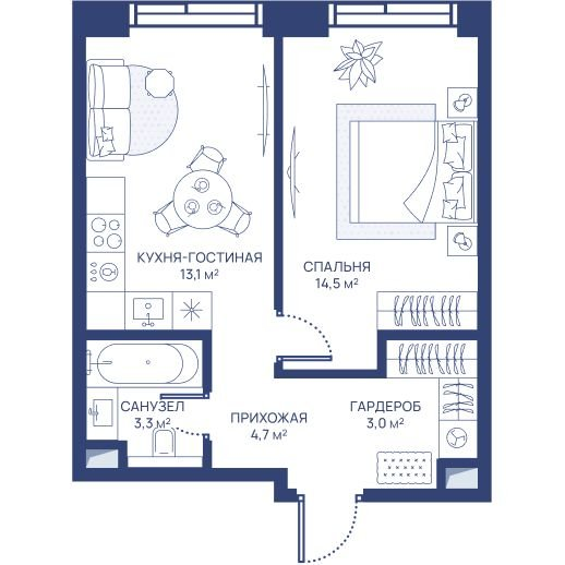1 ккв 38,6 м²