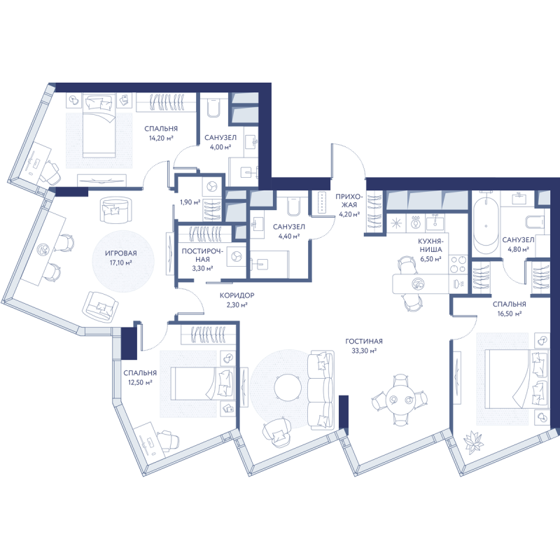5 ккв (Евро) 125 м²
