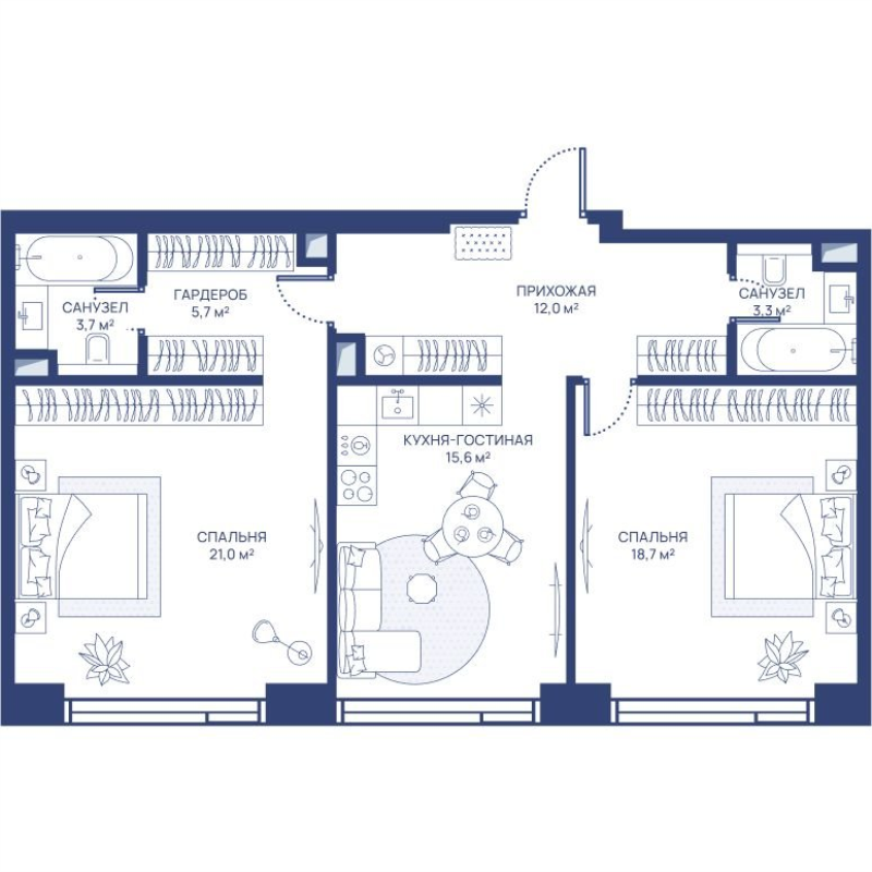 3 ккв (Евро) 80 м²