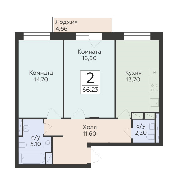 2 ккв 66,2 м²