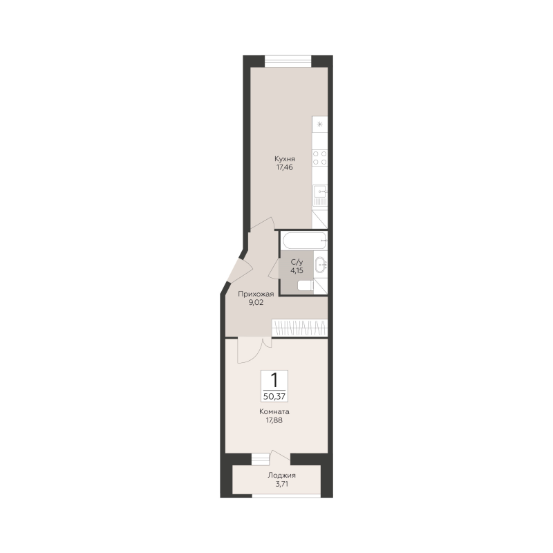 2 ккв (Евро) 50,4 м²