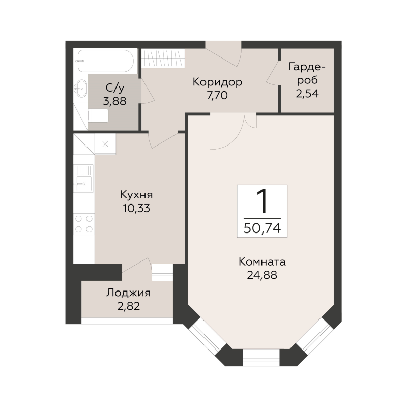 1 ккв 50,7 м²