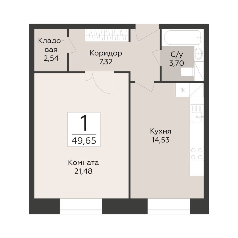 1 ккв 49,6 м²
