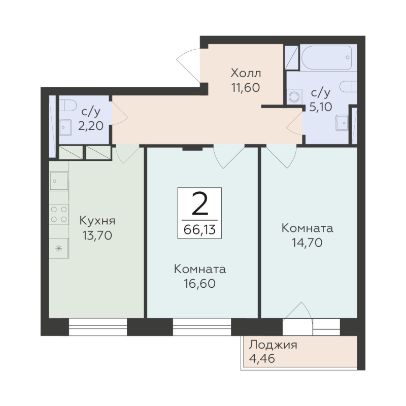 2 ккв 66,1 м²