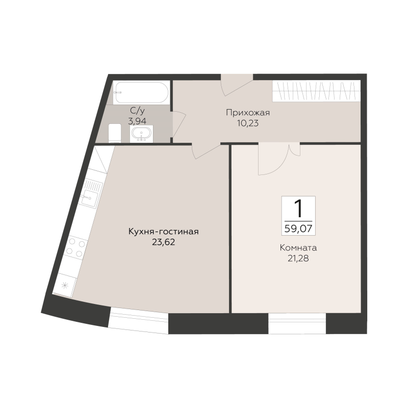 2 ккв (Евро) 59,1 м²
