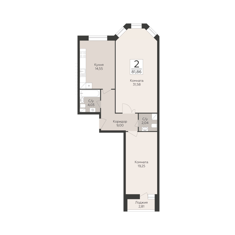 2 ккв 81,9 м²