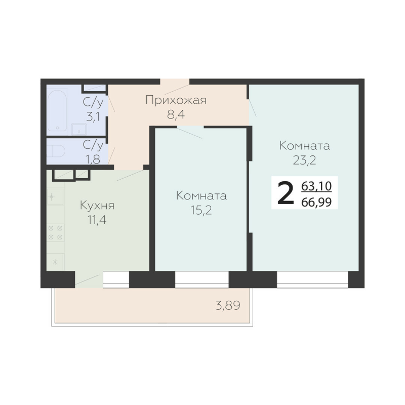 2 ккв 67 м²
