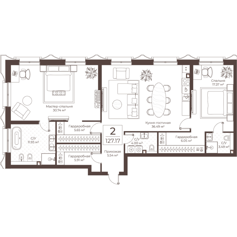 3 ккв (Евро) 127,1 м²