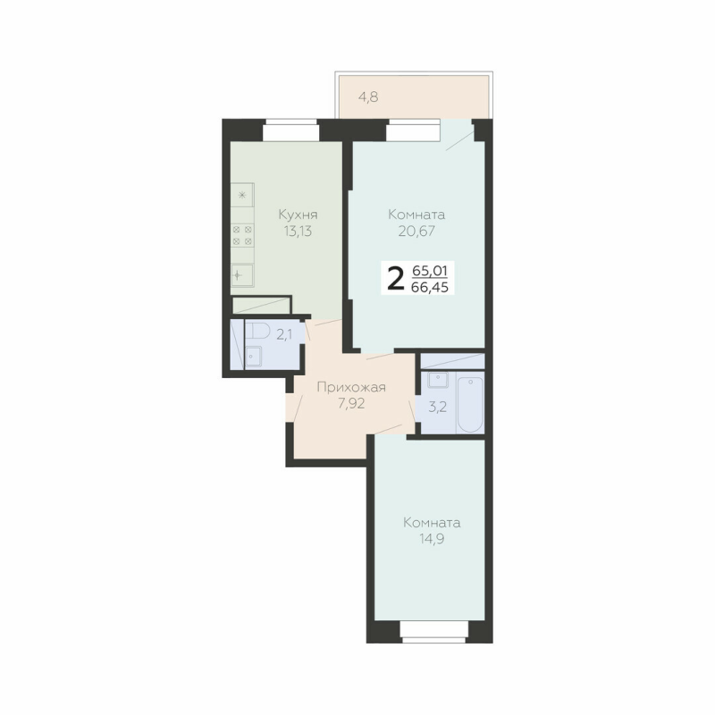 2 ккв 67,3 м²