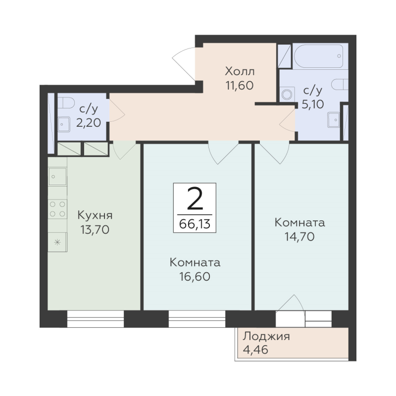2 ккв 66,1 м²