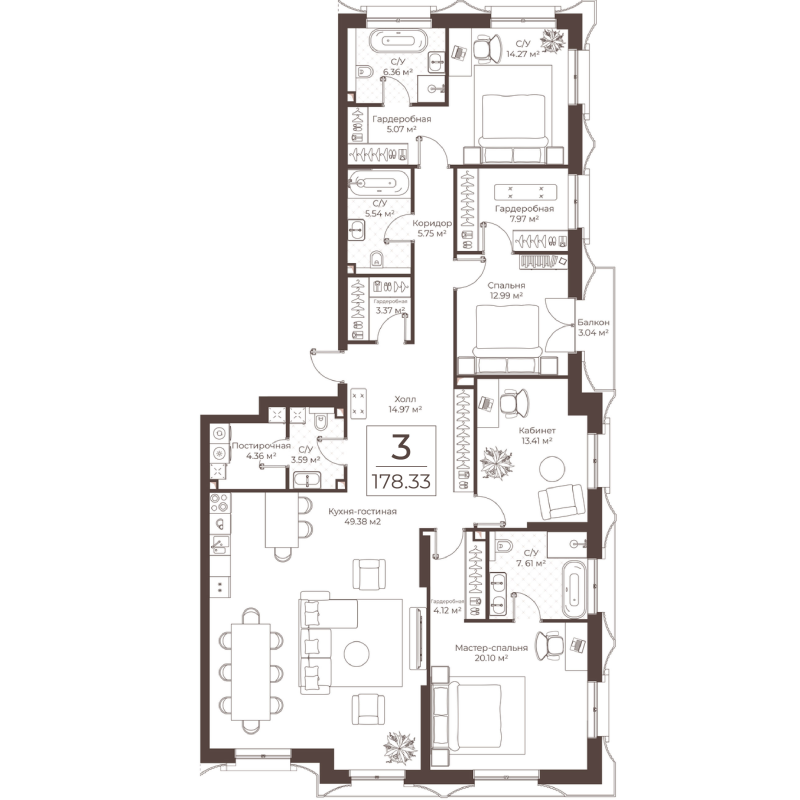 5 ккв (Евро) 178,3 м²