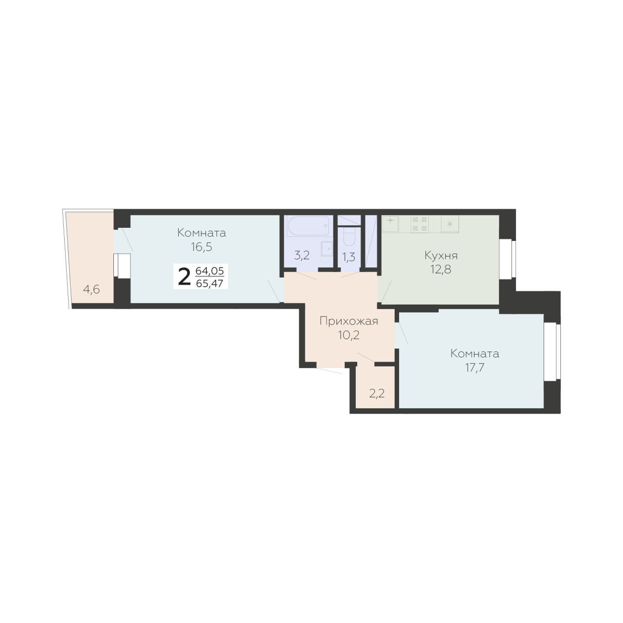 2 ккв 67,3 м²