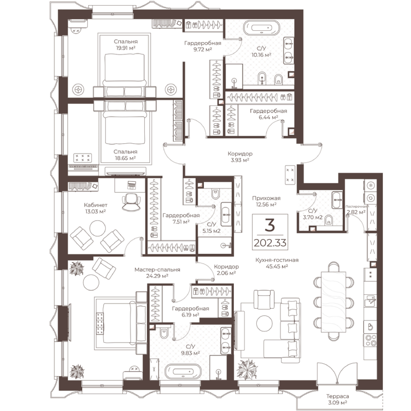 5 ккв (Евро) 202,3 м²