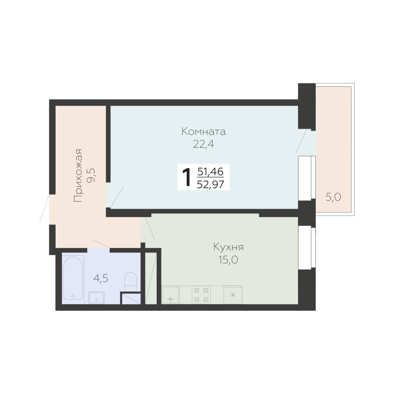 2 ккв (Евро) 54,1 м²