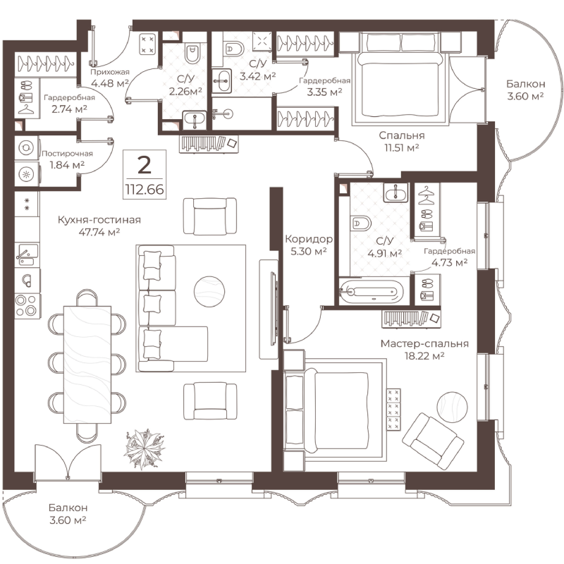 3 ккв (Евро) 112,7 м²