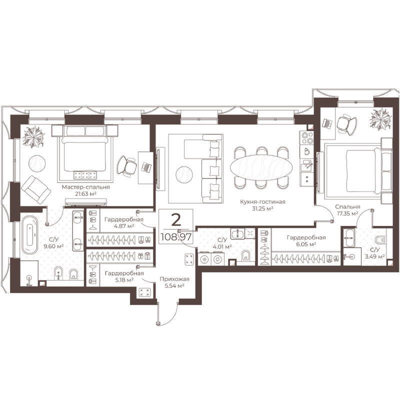 3 ккв (Евро) 109 м²