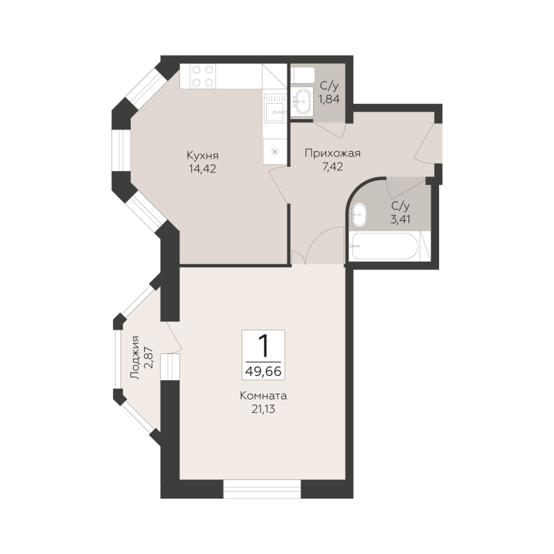 1 ккв 49,7 м²