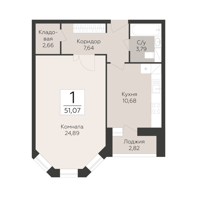 1 ккв 51,1 м²