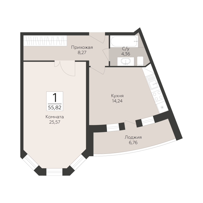 1 ккв 55,8 м²