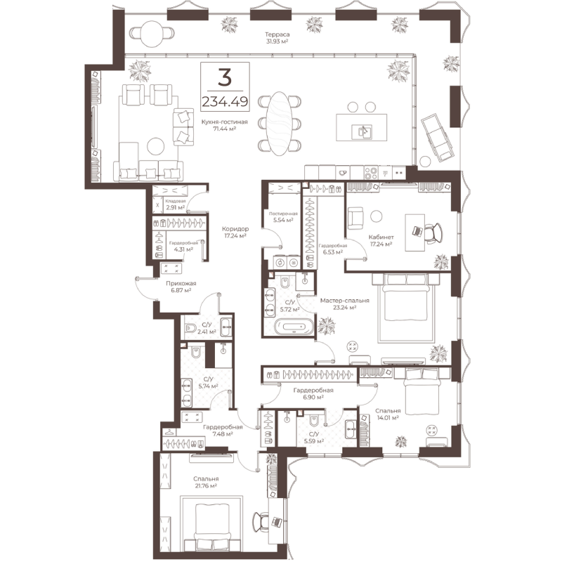5 ккв (Евро) 234,5 м²