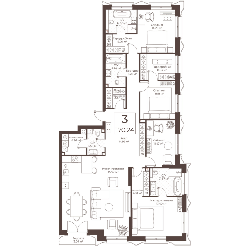 5 ккв (Евро) 170,2 м²