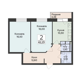 2 ккв 62,2 м²