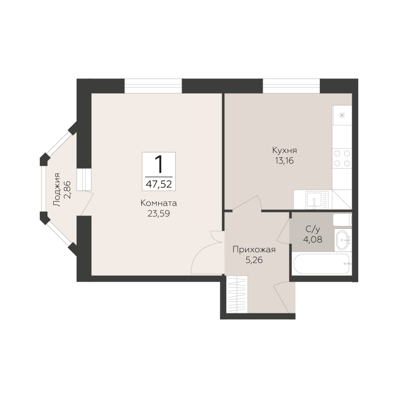 1 ккв 47,5 м²