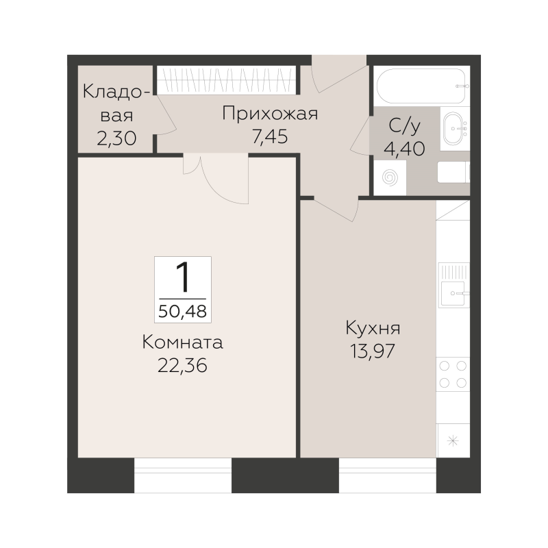 1 ккв 50,5 м²