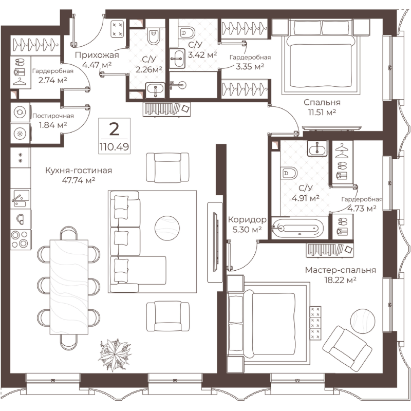 3 ккв (Евро) 110,5 м²