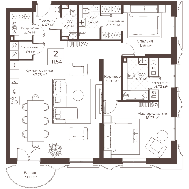 3 ккв (Евро) 111,5 м²