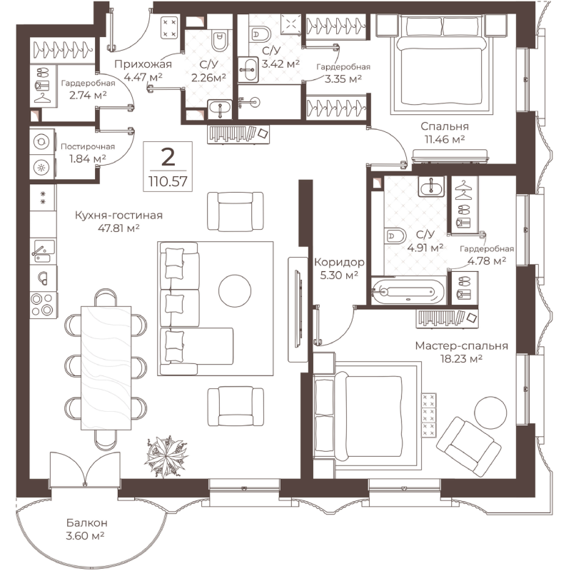 3 ккв (Евро) 110,6 м²