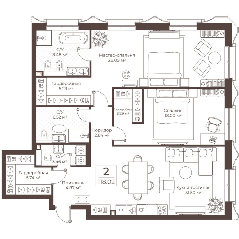 3 ккв (Евро) 118 м²