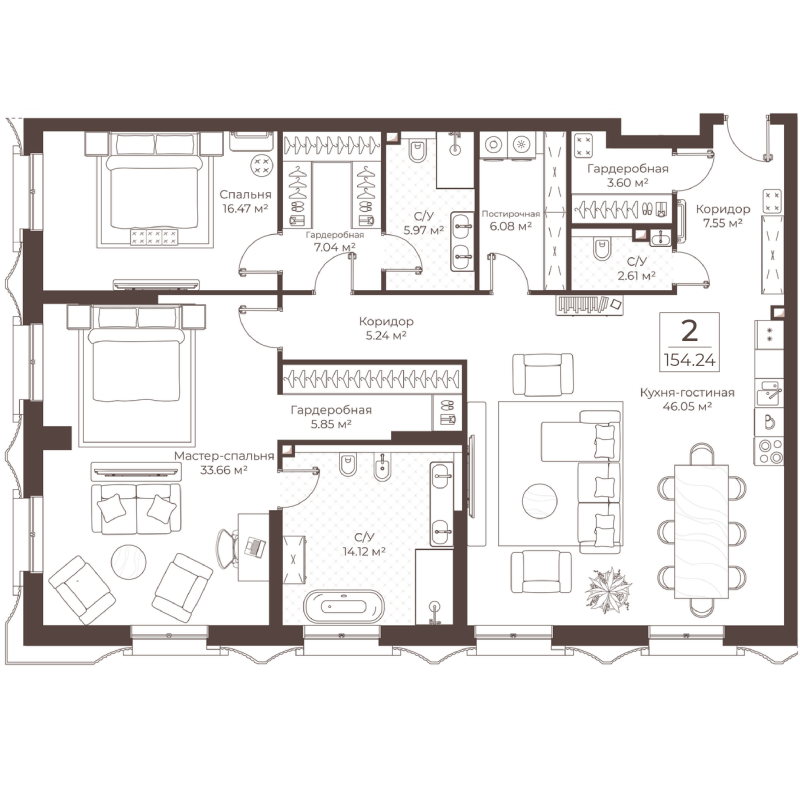 3 ккв (Евро) 154,2 м²