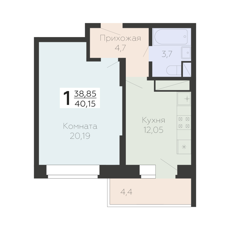 1 ккв 40,2 м²