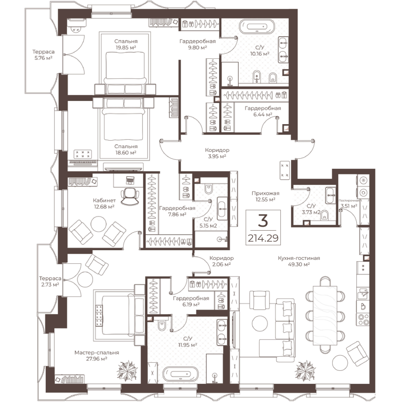 5 ккв (Евро) 214,3 м²