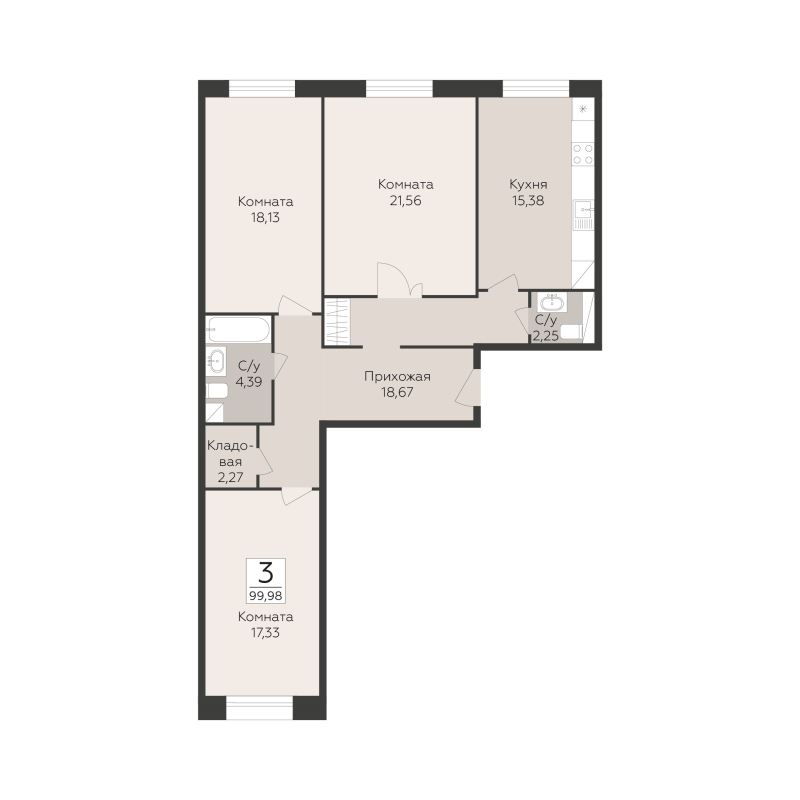 4 ккв (Евро) 100 м²
