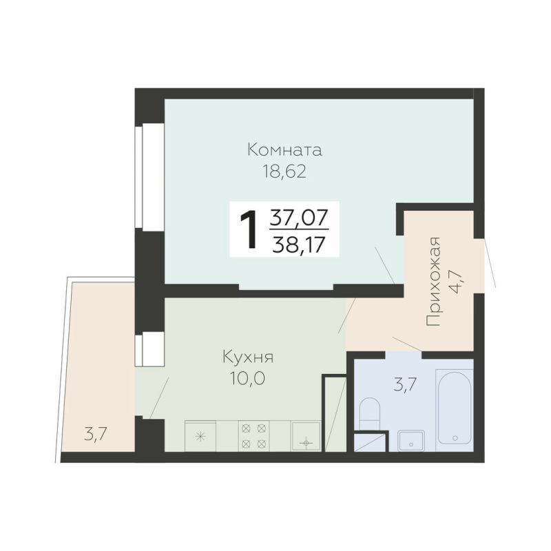 1 ккв 38,2 м²