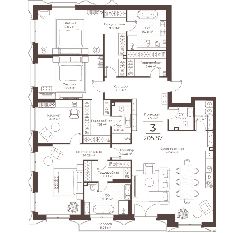 5 ккв (Евро) 205,9 м²