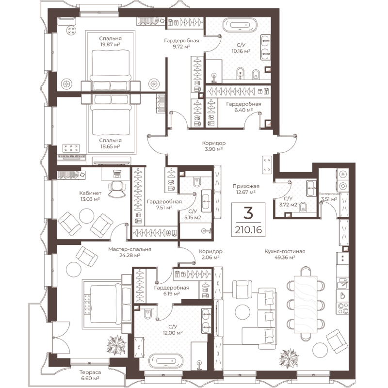 5 ккв (Евро) 210,2 м²