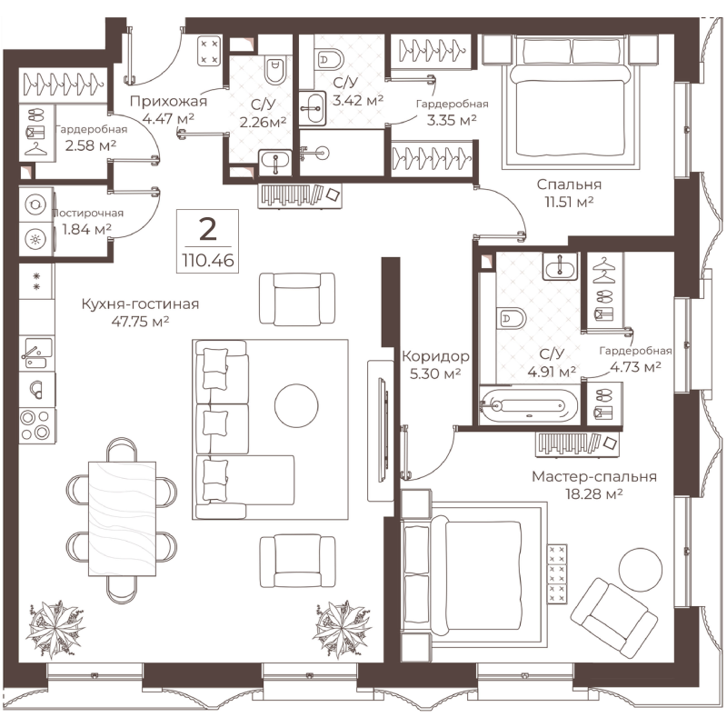 3 ккв (Евро) 110,5 м²